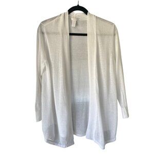 chicos white sheer cardigan size 1 (small)
